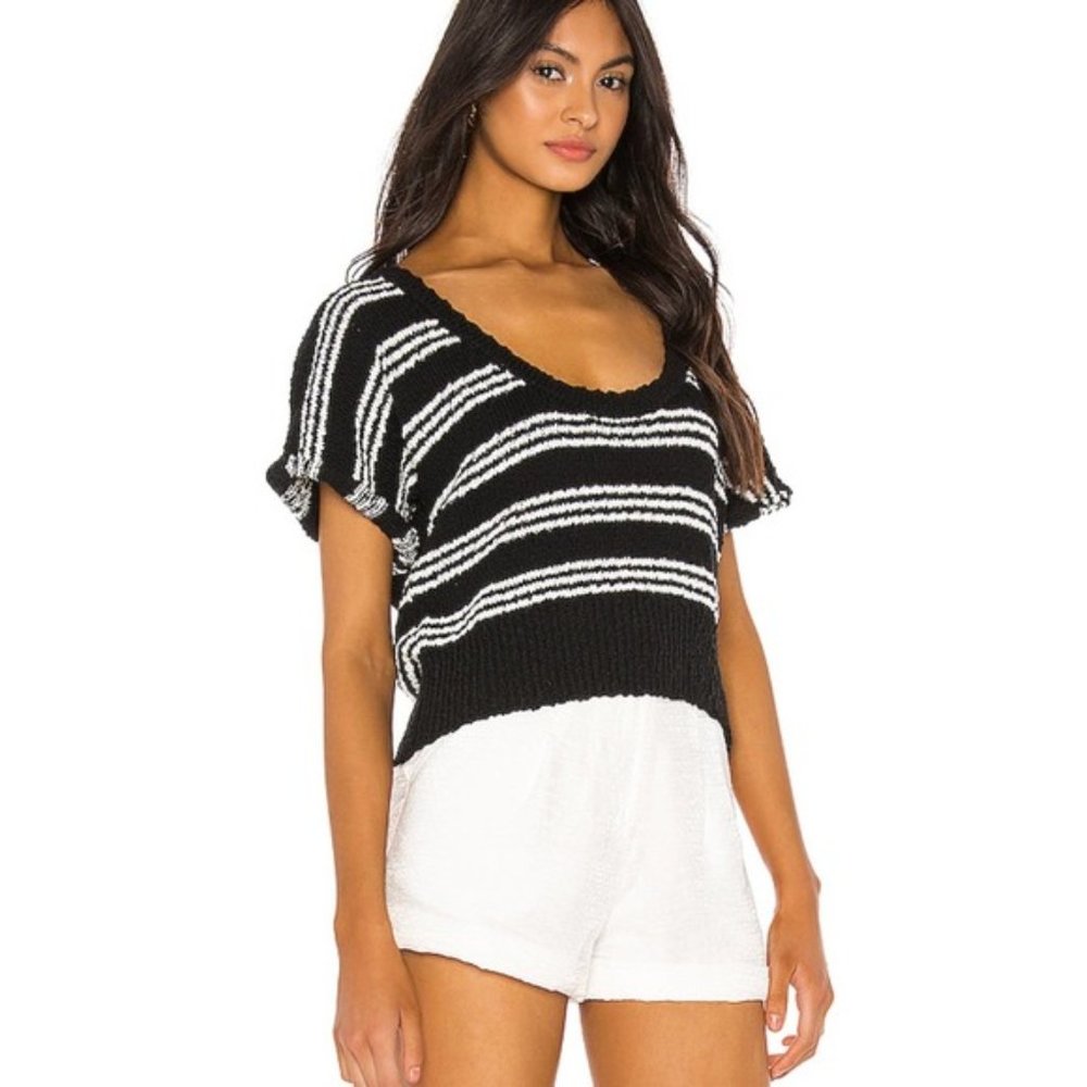 Callahan Knitwear Black Stripe Taylor Crop Sweater